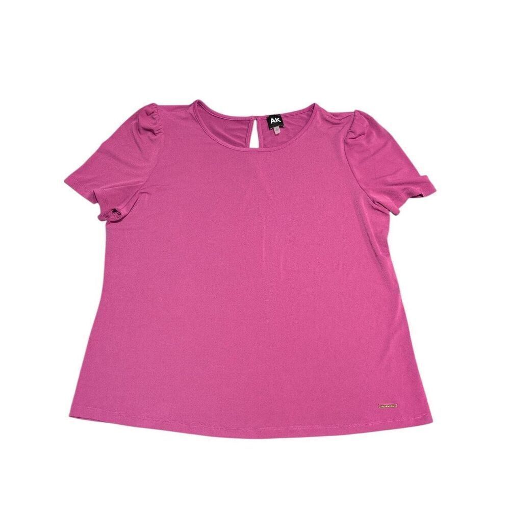 AK Anne Klein Basic Top Pink Crew Neck Short Sleeve Women's Size XL